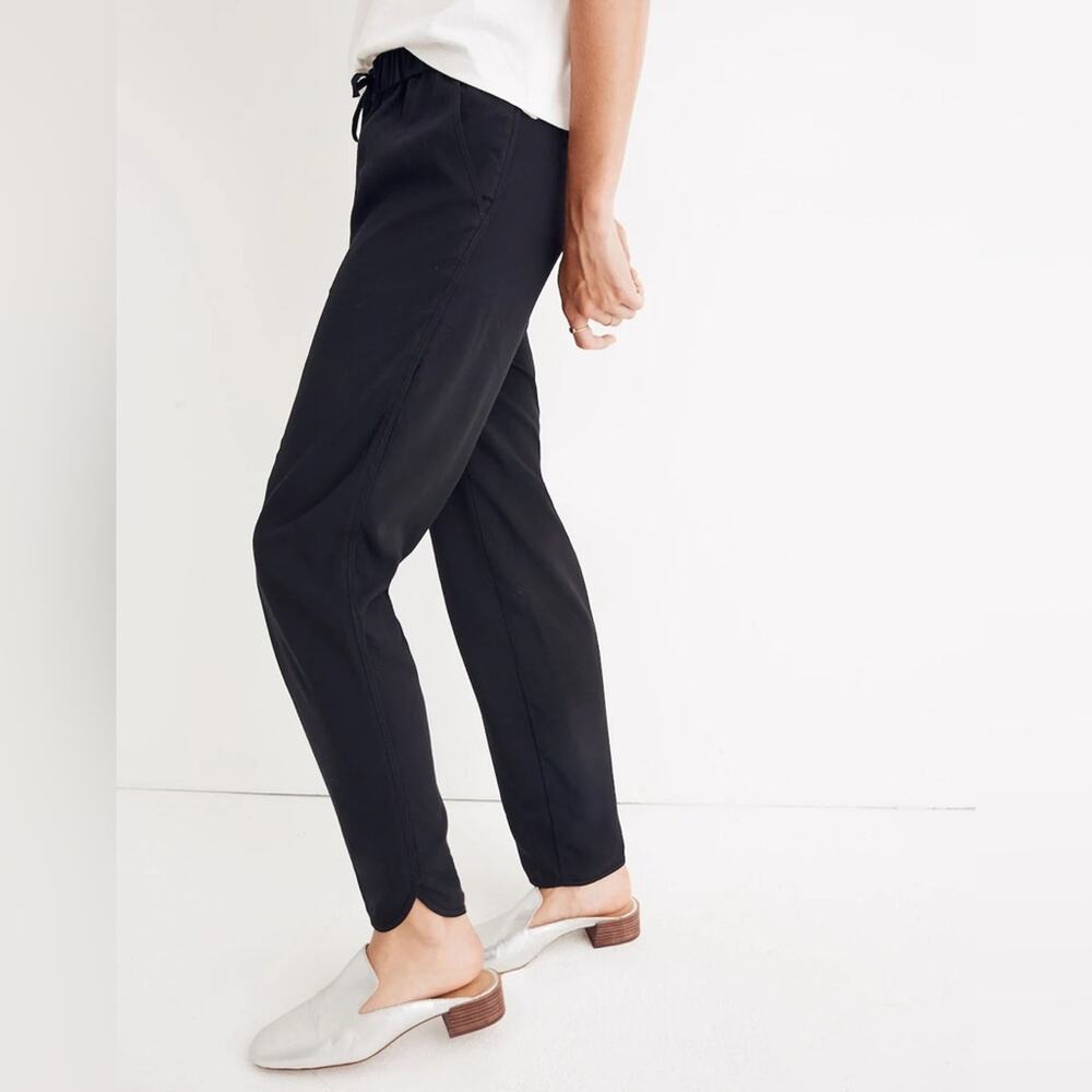 Madewell Black Drawstring Curved Hem Track Trousers Size XXS